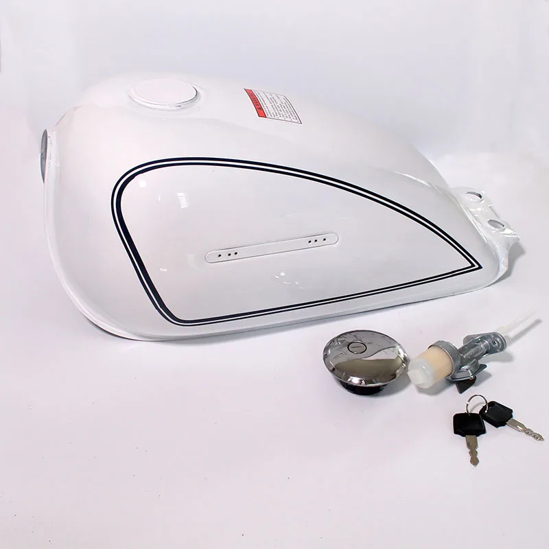 

9L Motorcycle Fuel Gas Can Petrol Tanks For Suzuki GN125 Cafe Racer Tank White