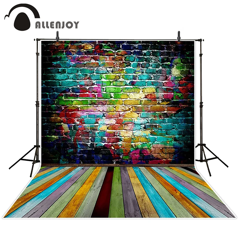 

Allenjoy photographic background Colored brick wood backdrops baby children photocall new design 10x10ft