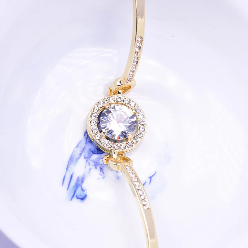 Silver Gold Rose Crystal New 3 Style Round Zircon LinK Bracelets &amp Bangles For Women Jewelry Christmas gift | Украшения и