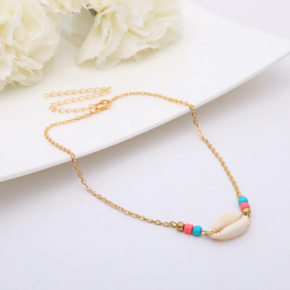 New Fashion Women Punk Sea Shell Collar Choker Necklace Ocean Beach Bohemian Beads Chain Jewelry s for Girls | Украшения и