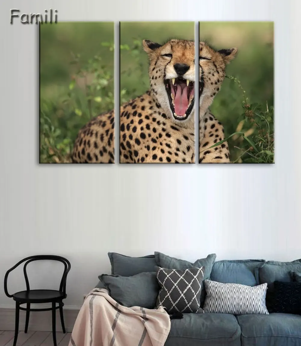 Картина маслом в африканском стиле Гепард 3 шт./компл.|canvas wall art|wall artpainting picture |