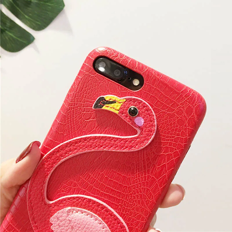 3D Фламинго чехол для телефона из искусственной кожи защитные чехлы iPhone 7/7 Plus 6/6s