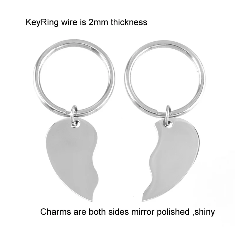 100% нержавеющая сталь пустые разбитое сердце металлические брелки Сплит кольцо