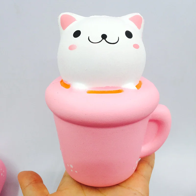 Сжимаемые 1 шт. kawaii сжимаемые jumbo Милые Чашки кошки медленно поднимающиеся