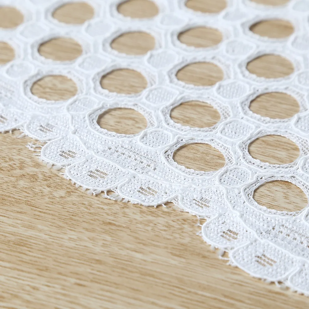 1 ярд не растягивается Новая мода Полые белые кружевные ткани высокого качества