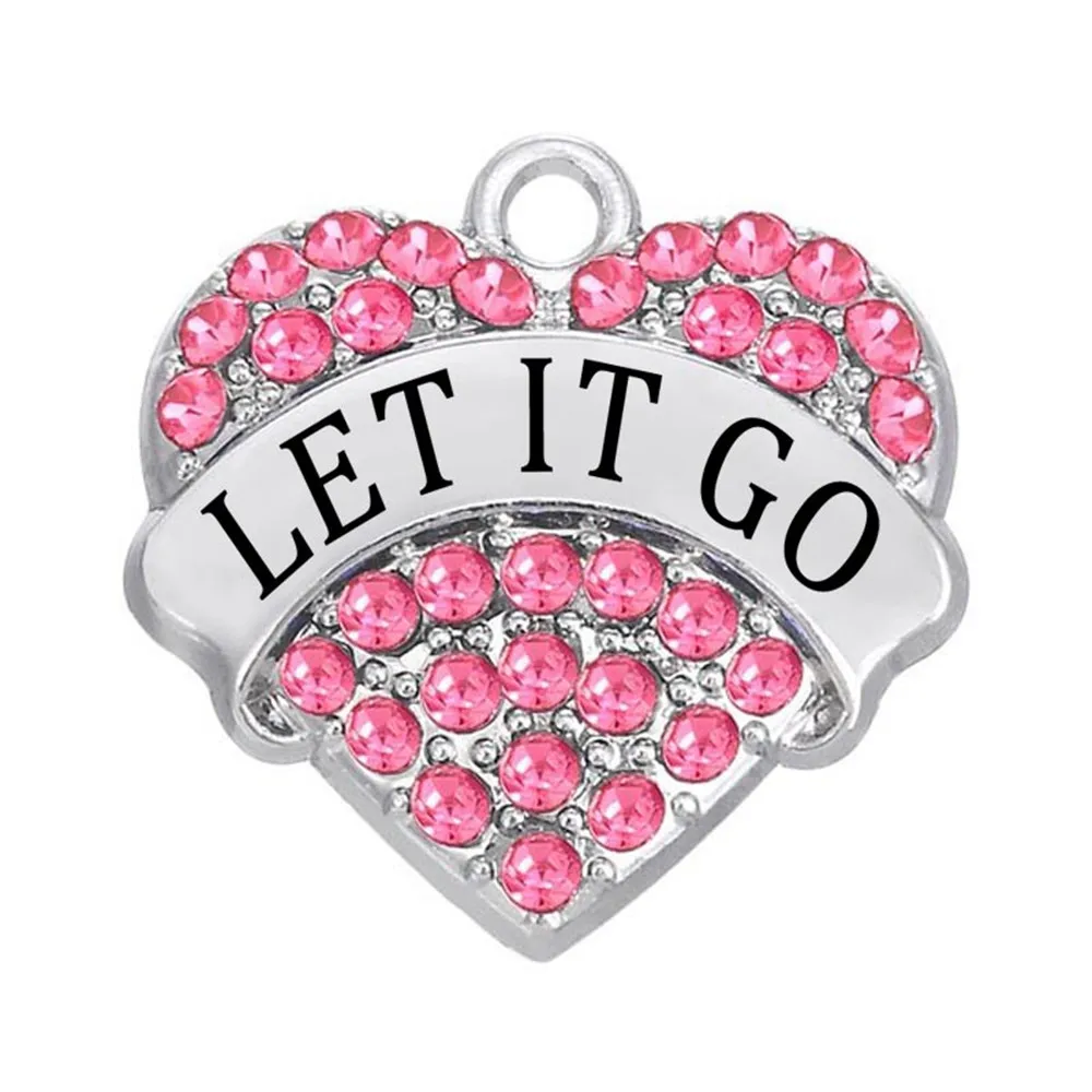 Двойной нос сплав с родиевым покрытием Let It Go буквы Кристалл Сердца Форма