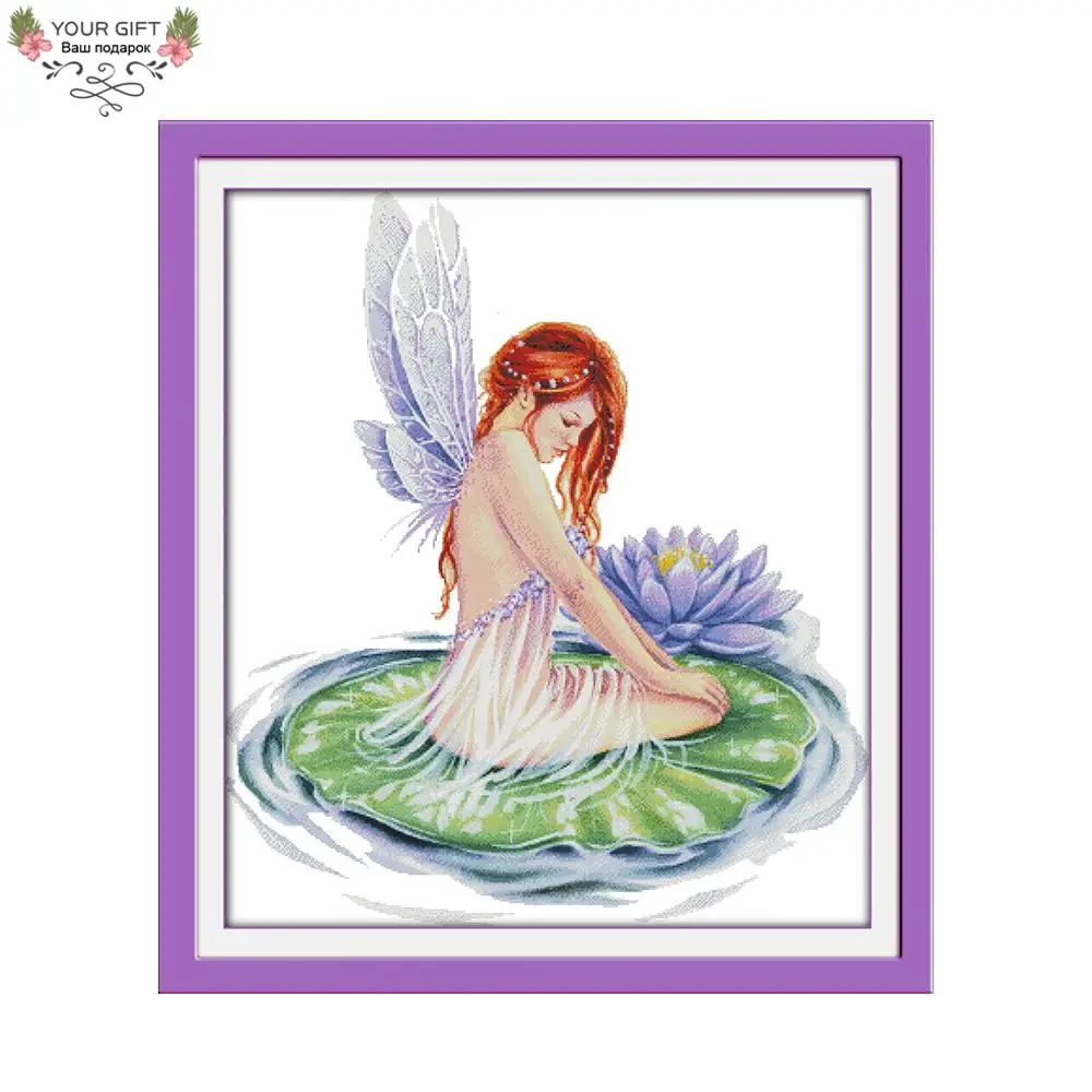 

Joy Sunday R518 14CT 11CT Counted and Stamped Home Decoration Girl Holding Pottery Embroidery Cross Stitch kits