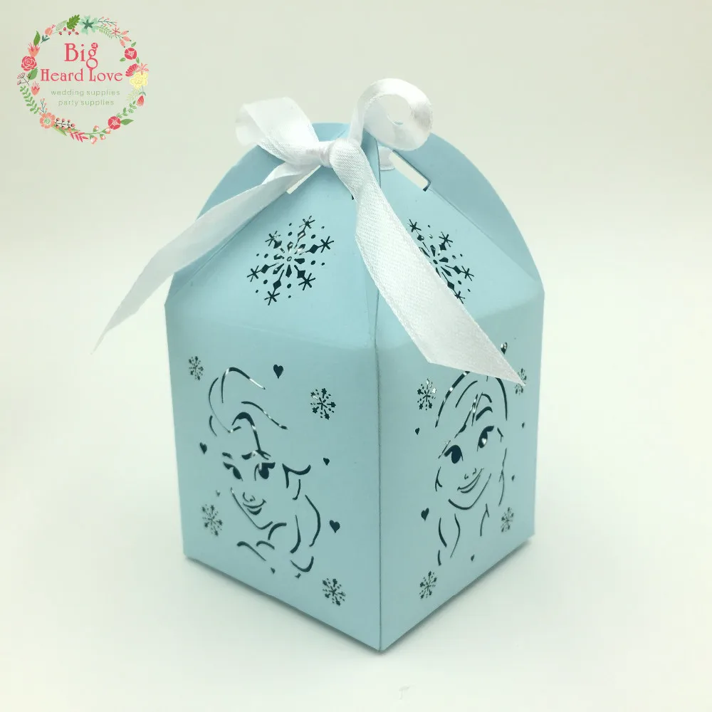 light blue 10 шт., подарочные коробки для конфет с изображением Эльзы и Анны, коробка конфет для дня рождения, коробка конфет для детей, день рождения для мальчиков и девочек, вечерние сувенирная подарочная коробка - Цвет: light blue