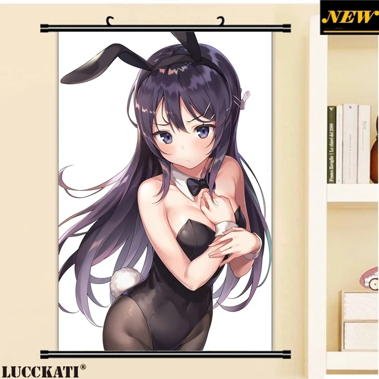 40X60 см, серия Seishun Buta Yarou, животные, заячьи уши, каплей лоли, мультфильм, аниме, Настенная картина, плакат, прокрутка, Картина на холсте