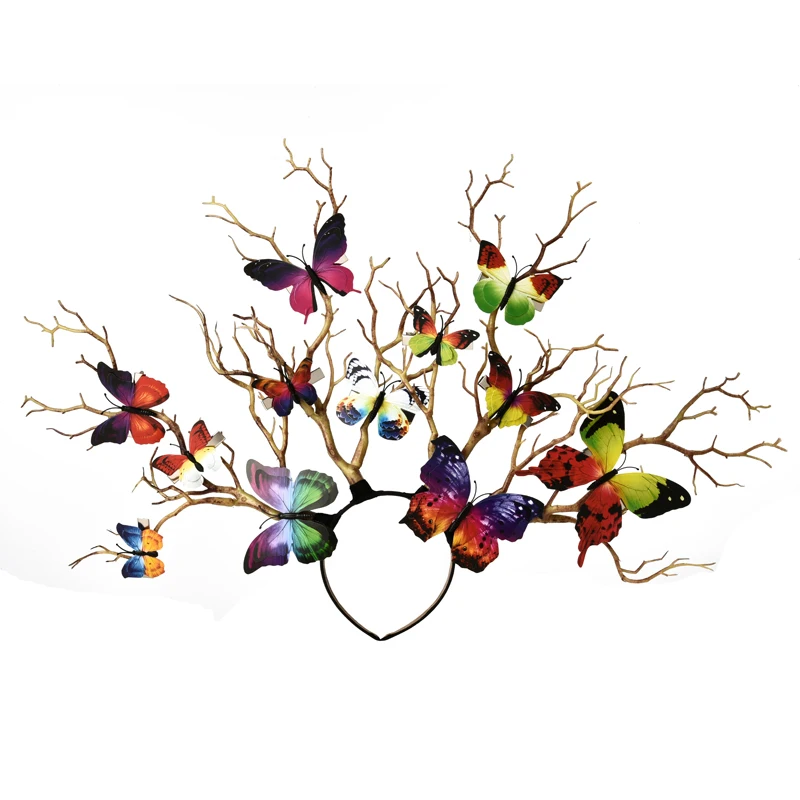 Лолита бабочки головной убор Олень Рог дерево ветви головная повязка Готическая