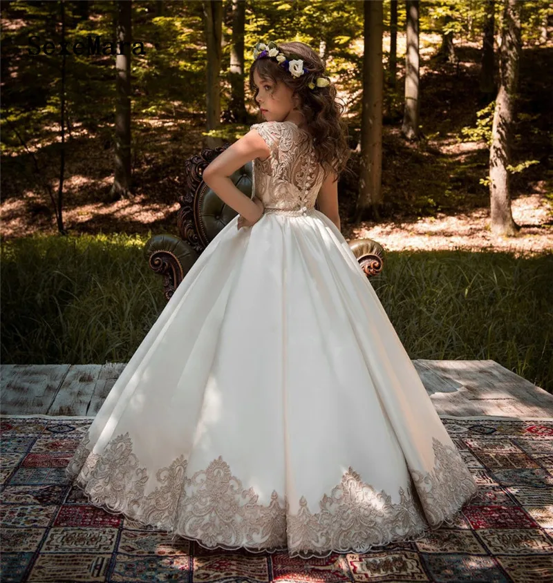 Платья для девочек с цветами высококачественные кружевные бальные платья