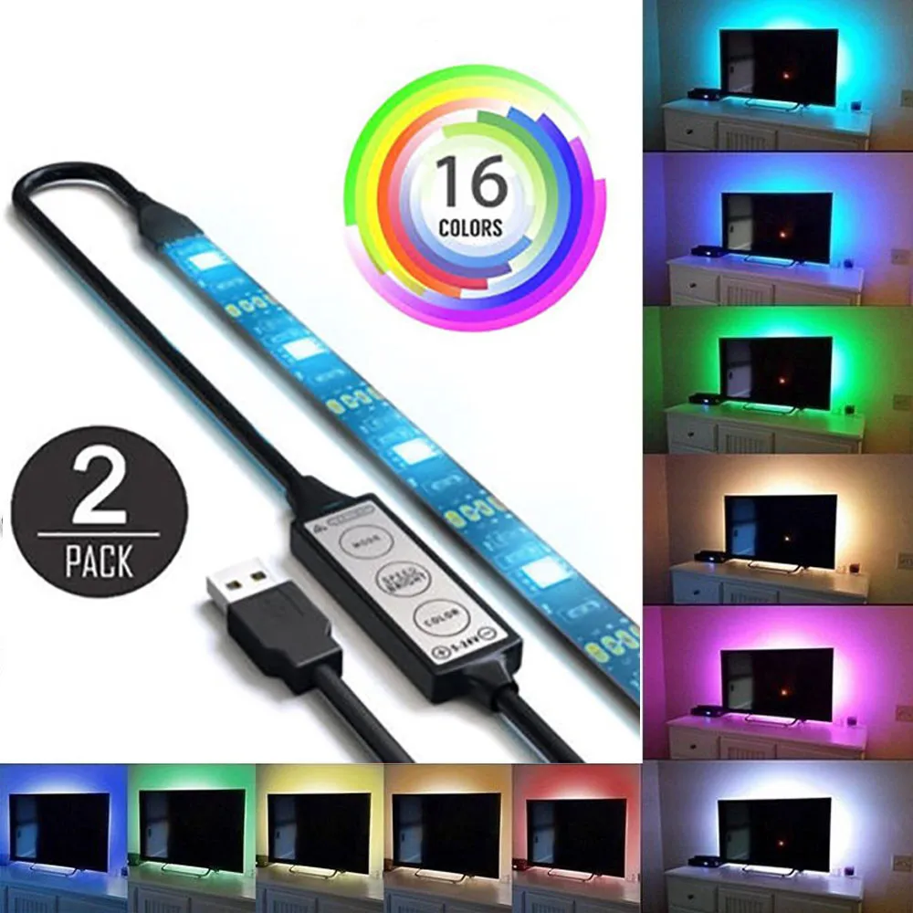 5050 RGB 5 в USB Светодиодная лента разноцветный гибкий пульт дистанционного
