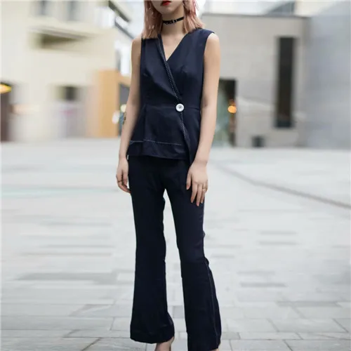 Женские комбинезоны с v-образным вырезом Длинные однотонные красные широкими