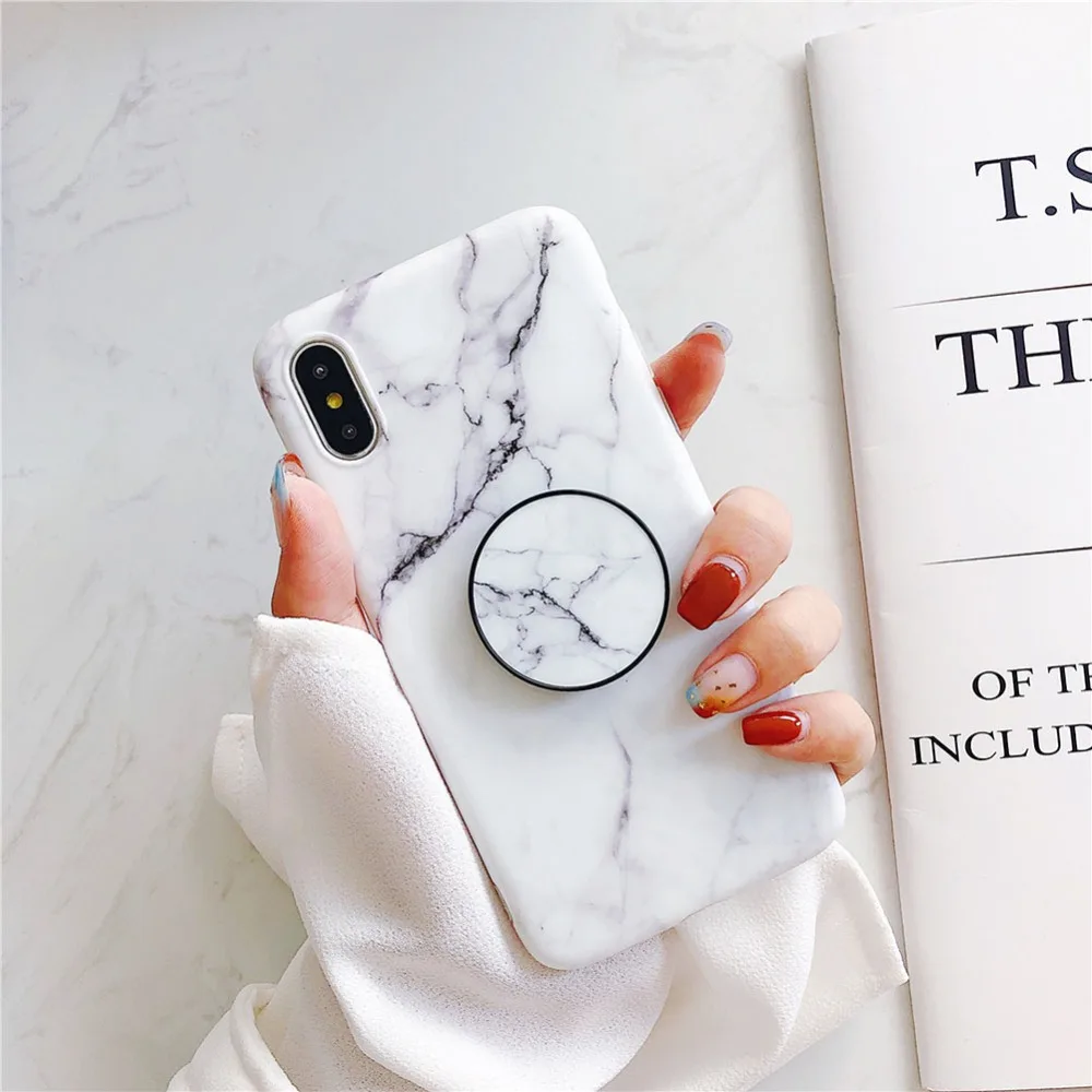 Лидер продаж Мрамор чехол для телефона iphone X 7 Plus 8 с Силиконовый мириться кольцо