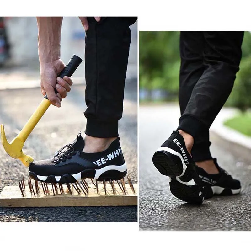 Мужская легкая дышащая рабочая обувь защитная со стальным носком для мужчин лето