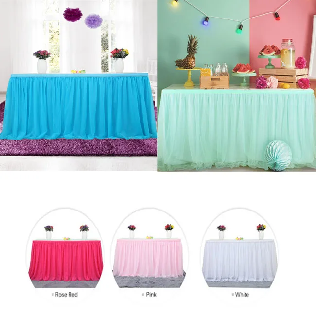 arrival Solid Party Wedding Tulle Tutu Table Cloth Skirt Party Birthday Festive Baby Shower Decor