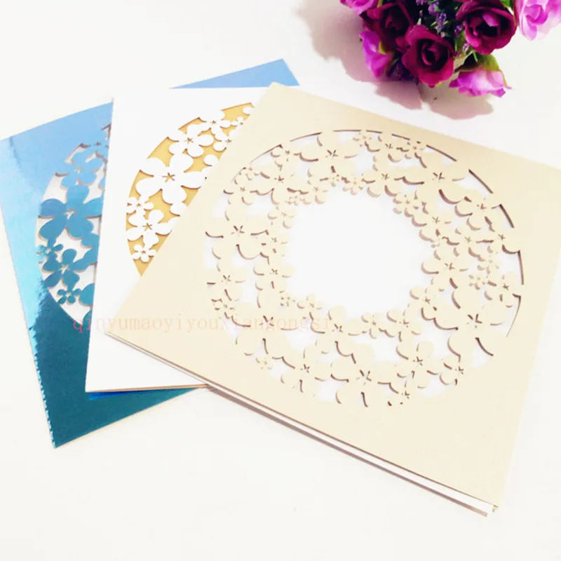 30 шт. лазерная резка цветов кружево дизайн свадебные приглашения открытки с