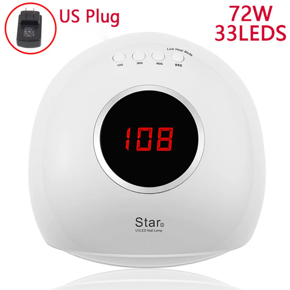 72W White US Plug ROHWXY 72 Вт/54 Вт SUN X5 УФ светодиодный гель-лампа для ногтей Сушилка для ногтей светодиодный дисплей лампа для маникюра Сушилка для ногтей инструмент для дизайна Гель-лак отверждаемая лампа - Цвет: 72W White US Plug