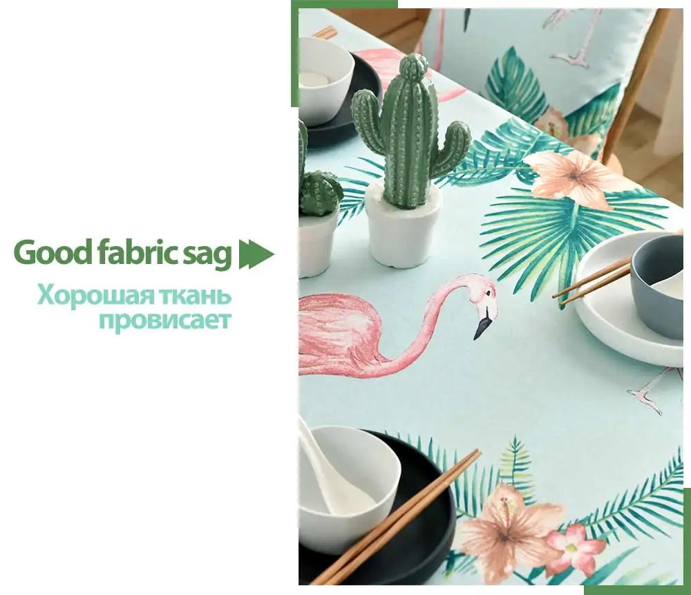 Скатерть с принтом Фламинго из хлопка и льна, водонепроницаемая скатерть из полиэстера, водонепроницаемая скатерть в скандинавском стиле ZB10