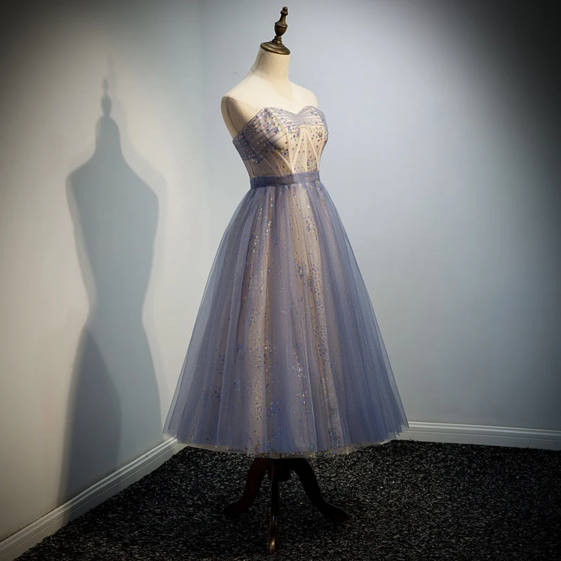 Женское коктейльное платье It's Bride фиолетовое до середины икры с блестками и без