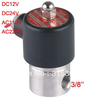 Электромагнитный клапан из нержавеющей стали 2S040-10-V, 3/8 дюйма, нормально закрытый клапан FKM 2S040-10