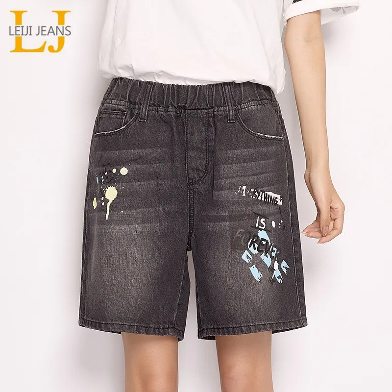 LEIJIJEANS Новое поступление летние свободные женские шорты размера плюс с принтом