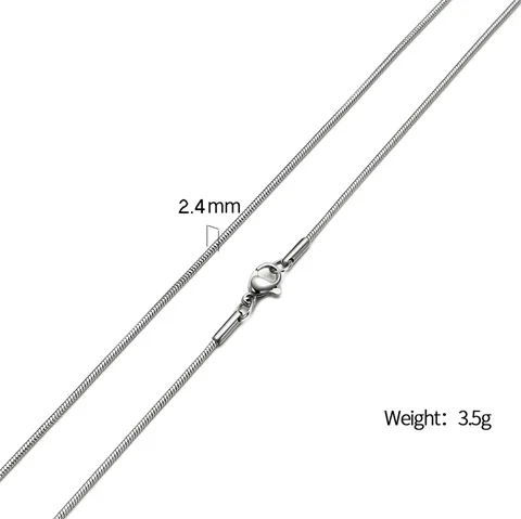 kz032 2.4mm AZIZ BEKKAOUI, мужская и женская цепочка, цепочка со змеиным лезвием, Фигаро, цепочка, круглая, базовая цепь, нержавеющая сталь, колье, ювелирное изделие - Окраска металла: kz032 2.4mm