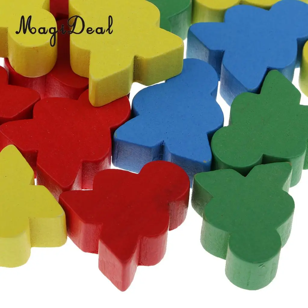 MagiDeal Novelty 50Pcs Assorted Color Human Shape Wooden Chess for Kids Board Game Educational Toys Gifts 24 x 19 9 mm Multi | Спорт и