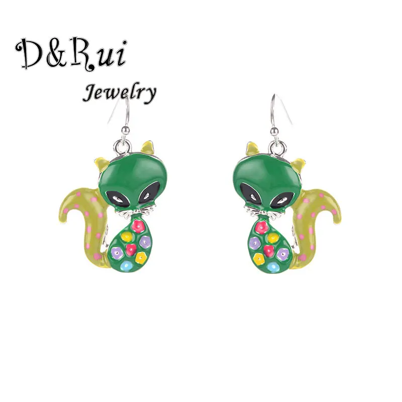 Женские Висячие серьги с эмалью в виде лисы модные ювелирные изделия животными