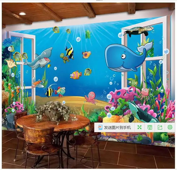 Пользовательские фотообои 3d фрески обои подвесной подводный мир Мультфильм