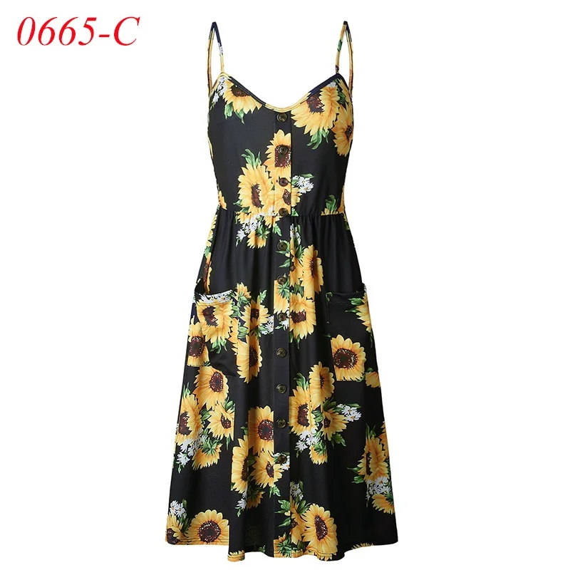 Женские сексуальные летние платья, Boho, плюс XXXL, без рукавов, на пуговицах, в полоску, сплошное, миди платье, сарафан с карманами - Цвет: 0665 Black Dress