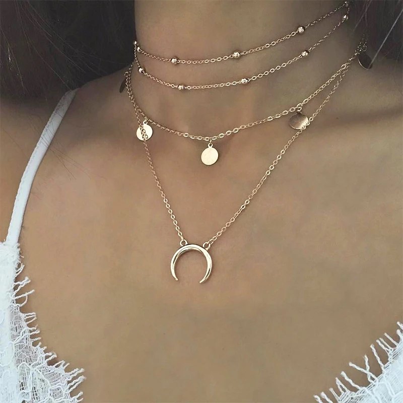 4 шт./компл. для женщин ожерелье модные бусы Луна круглый кисточкой подвеска на