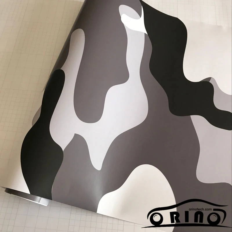 Цифровая камуфляжная виниловая пленка ORINO для автомобиля черная белая серая