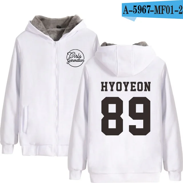 white KPOP SNSD, зимняя толстовка с капюшоном для девочек, Флисовая теплая куртка-толстовка с длинным рукавом, толстовки на молнии, Толстовка для мужчин и женщин - Цвет: white