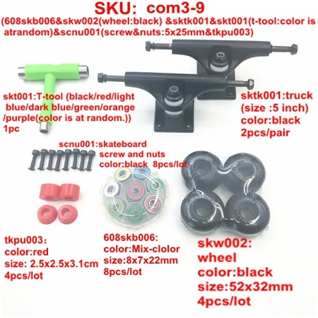 skateboard parts Skateboard Parts Combo~8pcs Abec9 Integrated Spacer Skateboard Bearings 608rs Longboard T-tool Skateboard Truck Bearings Wheels - Цвет: skateboard parts
