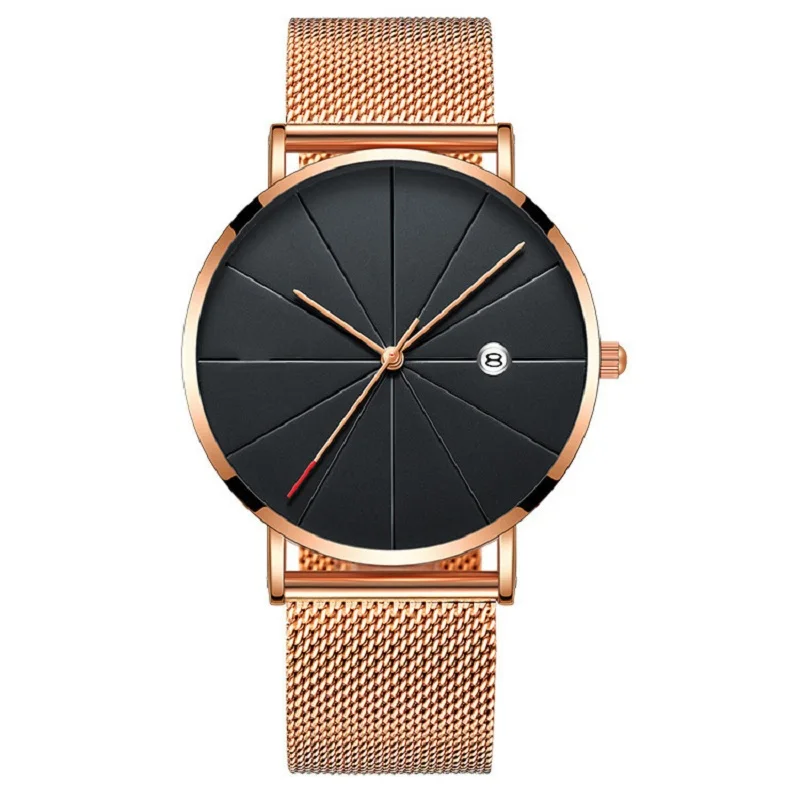 

Ultra-thin Watches Classic Steel Quartz Date Wristwatch Casual Mesh Belt Masculino Relogios relojes para hombre reloj hombre
