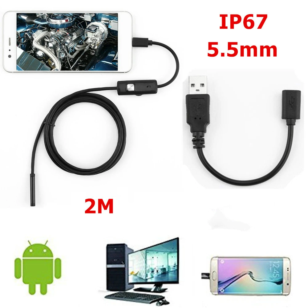 1080P Android 8 мм видео Камера IP67 микро Тип usb с портом типа c 3-в-1 компьютер эндоскоп бороскоп трубка Водонепроницаемый USB инспекции