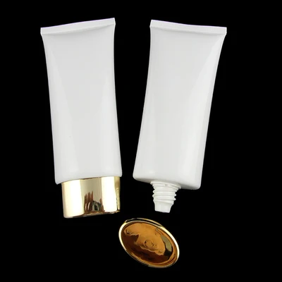 Wholesale100pcs/lot 100ml oval empty soft tube, cosmetic empty tube with gold or silve cap