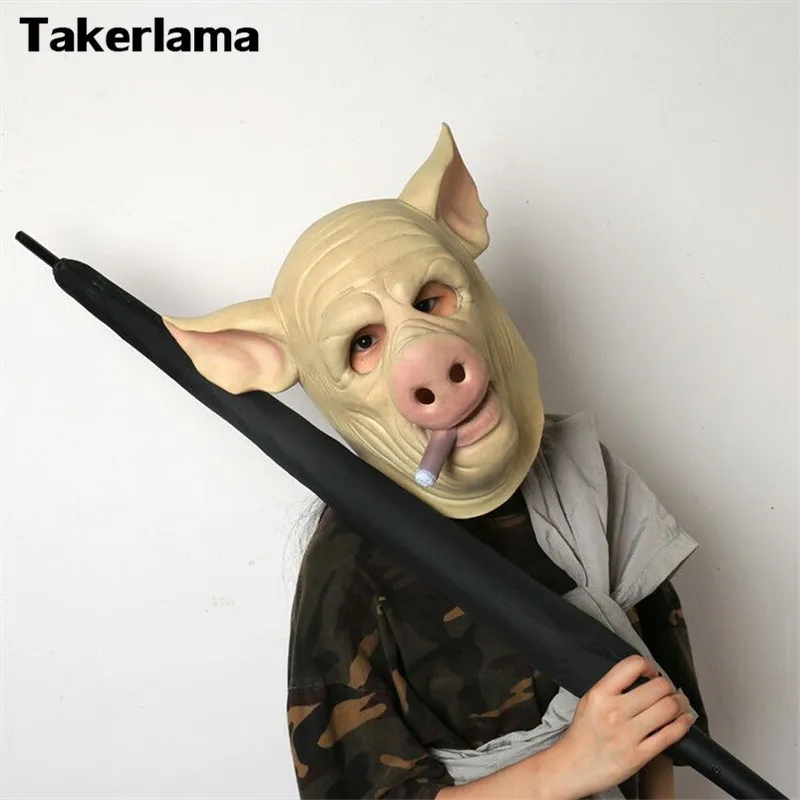 Takerlama Горячие игры H1Z1: убить короля сигары Свинья Маска для наращивания на всю голову латекс Косплэй Хэллоуин вечерние маска свиньи