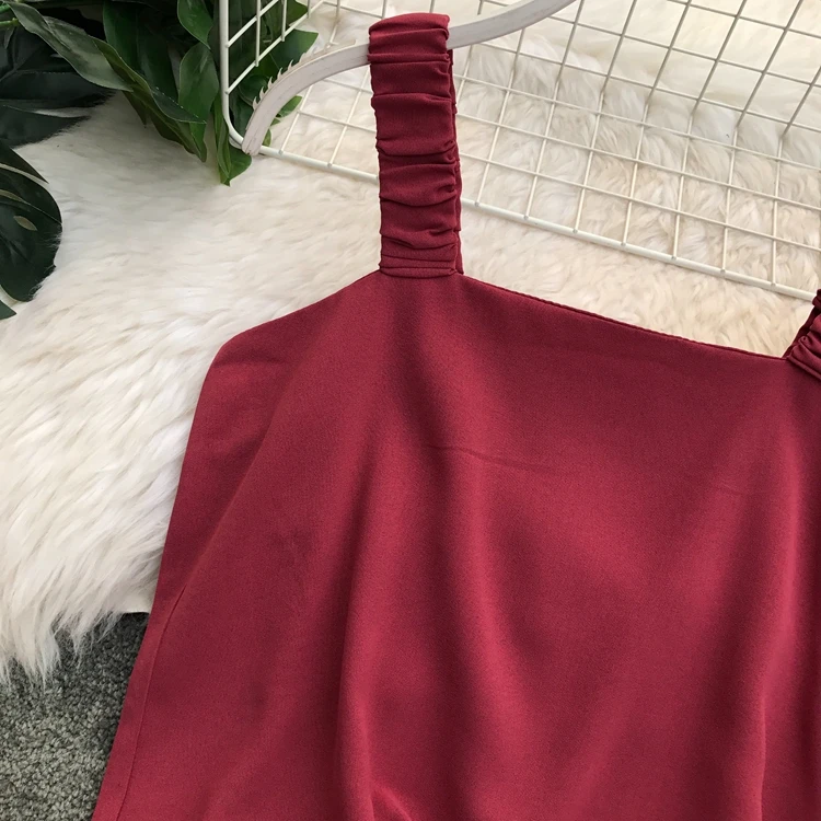 ALPHALMODA/ Летняя женская Свободная майка+ широкие брюки, повседневный комплект из 2 предметов, однотонный наряд с шортами, брюки, комплект из 2 предметов
