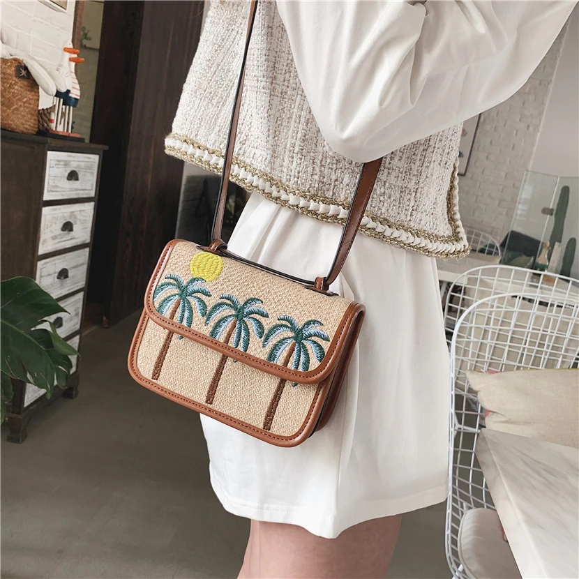 Модная плетёная ротанговая сумка ручной работы для женщин летняя пляжная в
