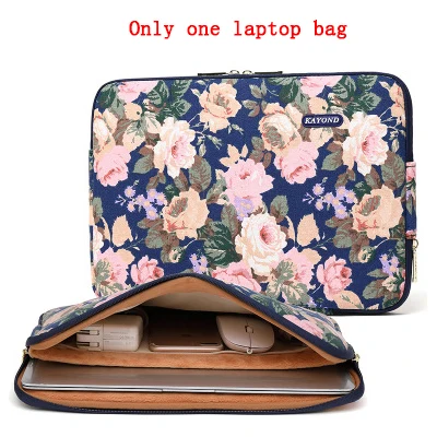blue pink flower Waterproof Canvas Printing Women Men Sleeve Laptop Bag For Macbook Air 13 Pro 11 12 14 15 Case For Xiaomi Asus Lenovo Cover - Цвет: blue pink flower