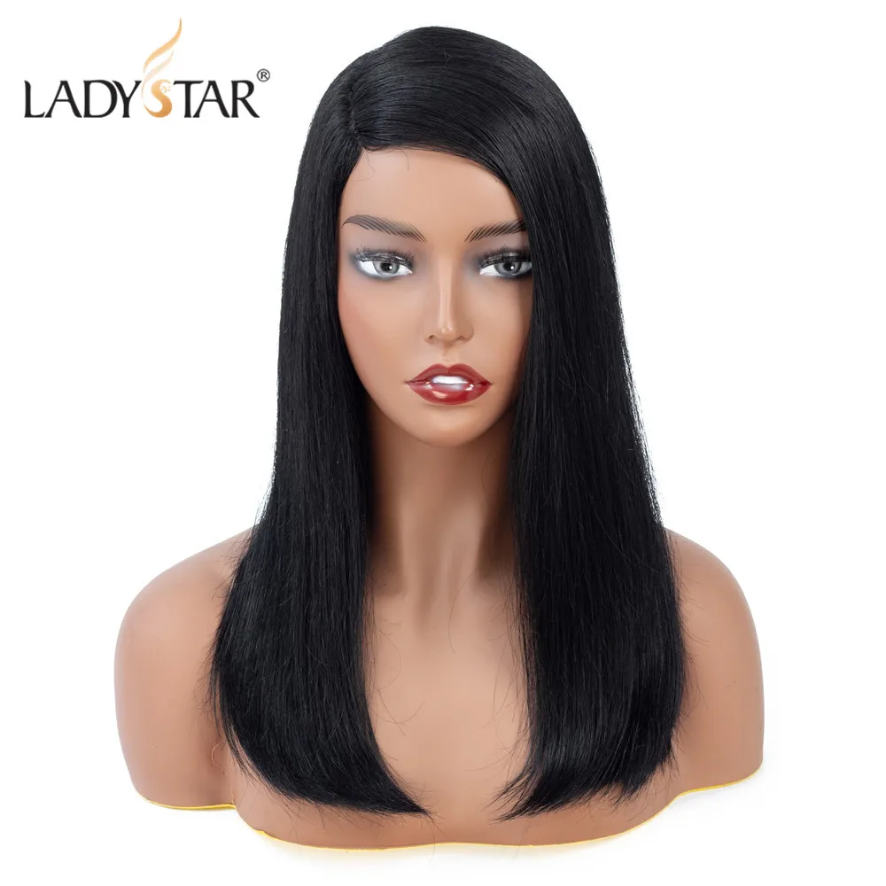 LADYSTAR афро кудрявые u-части парик человеческие волосы парики бразильские Remy человеческие волосы парики 10 дюймов для черных женщин