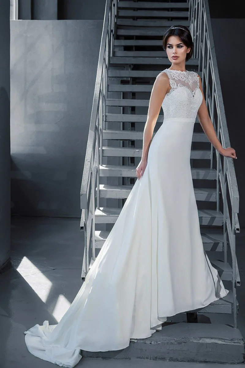 Vestido de noiva curto, ТРАПЕЦИЕВИДНОЕ Новое поступление, недорогие свадебные платья с аппликацией, кружевное свадебное платье без рукавов с открытой спиной