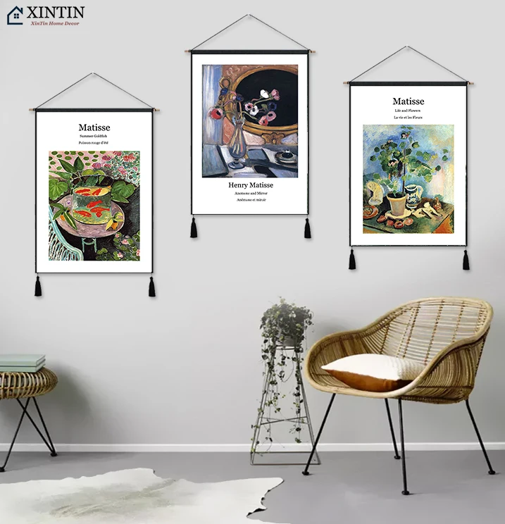 Ваза с изображением золотой рыбки цветов Генри Матисс свэйвизм подвесная ткань