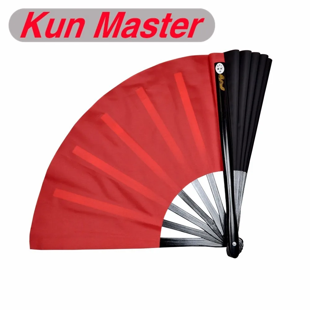 34cm Kun Master Bamboo Tai Chi Kung Fu Fan  Martial Arts Practice Performance Both Sides Covers Free Match