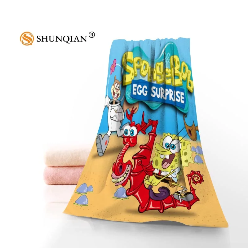 Towel Новые Пользовательские Губка Боб полотенце с принтом хлопок лицо/банные полотенца из микрофибры Ткань для детей Мужчины Женщины полотенце для душа s JK123 - Цвет: Towel