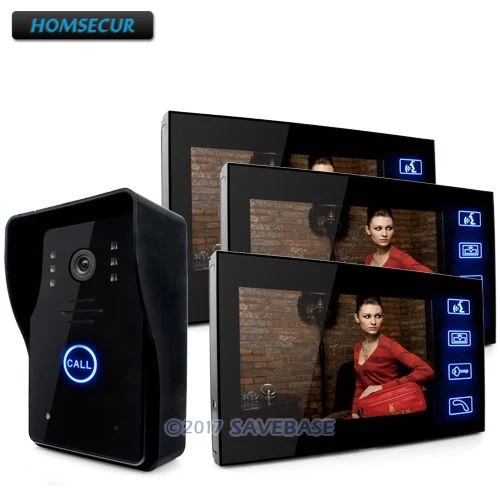 HOMSECUR 7 &quotвидеодомофон домофон дверной звонок Домашняя безопасность с 1 камерой + 3