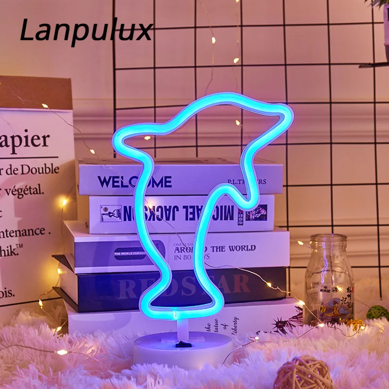 Lanpulux неоновый светодиодный ночник КИТ кролик Единорог красочный украшение из