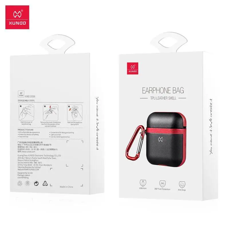 

Kuulee Leather Case Cover Protective Skin Earphones Charging Case for AirPods